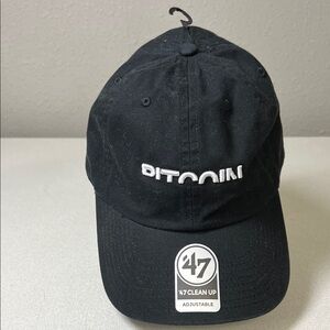 '47 Black Baseball Cap with White 'Bitcoin' Embroidery
